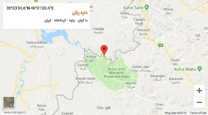 روستای داره رش بر روی نقشه