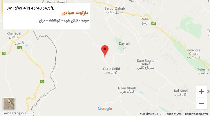 روستای دارتوت صیادی بر روی نقشه