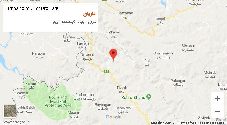 روستای داریان بر روی نقشه