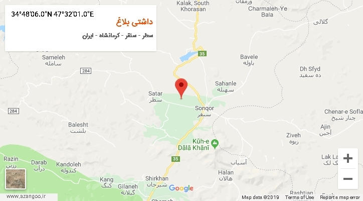 روستای داشتی بلاغ بر روی نقشه