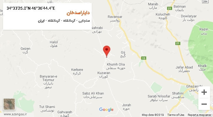 روستای دایاراسدخان بر روی نقشه