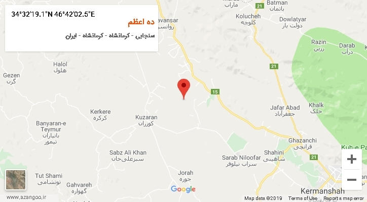 روستای ده اعظم بر روی نقشه
