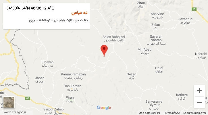روستای ده عباس بر روی نقشه