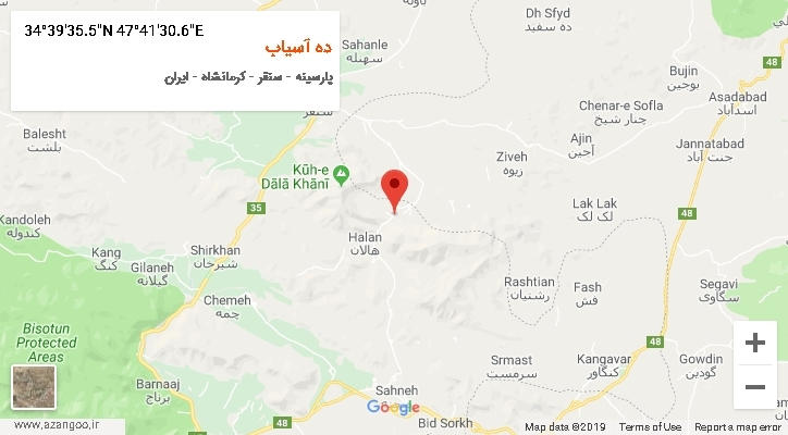 روستای ده آسیاب بر روی نقشه