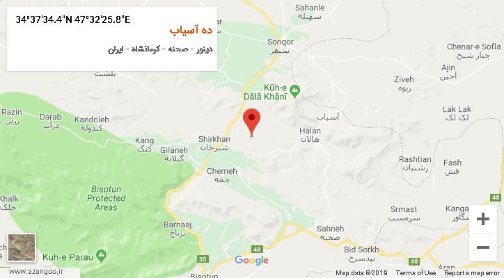روستای ده آسیاب بر روی نقشه