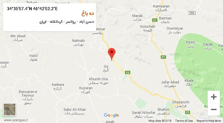 روستای ده باغ بر روی نقشه