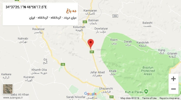 روستای ده باغ بر روی نقشه