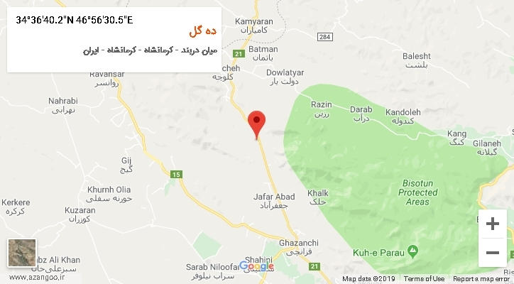 روستای ده گل بر روی نقشه