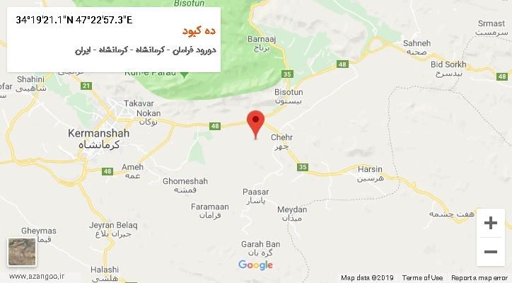 روستای ده کبود بر روی نقشه