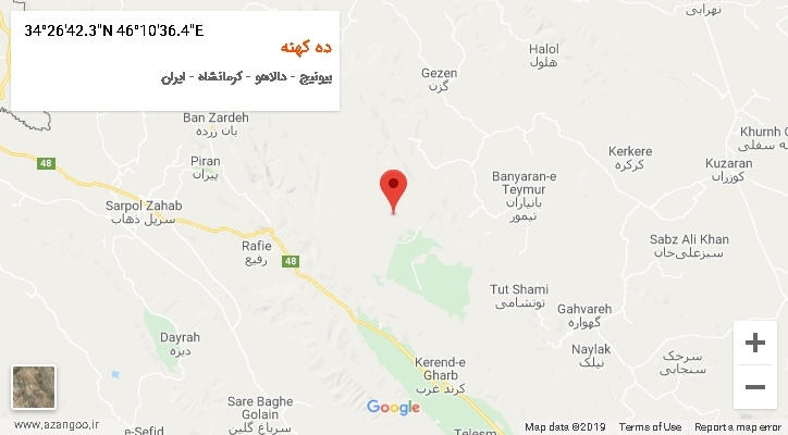 روستای ده کهنه بر روی نقشه