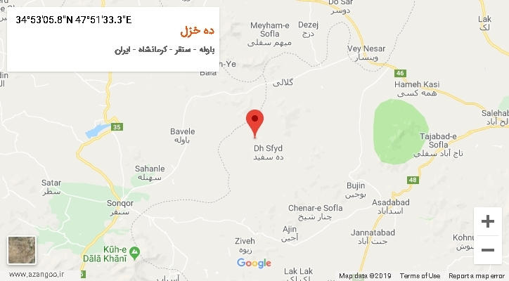 روستای ده خزل بر روی نقشه