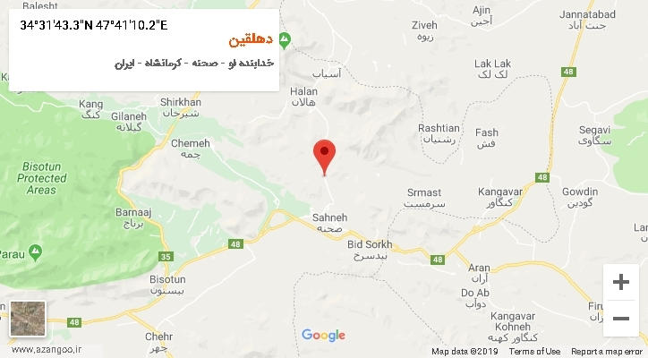 روستای دهلقین بر روی نقشه