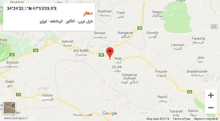 روستای دهلر بر روی نقشه