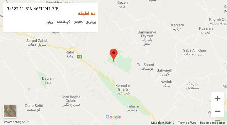 روستای ده لطیفه بر روی نقشه