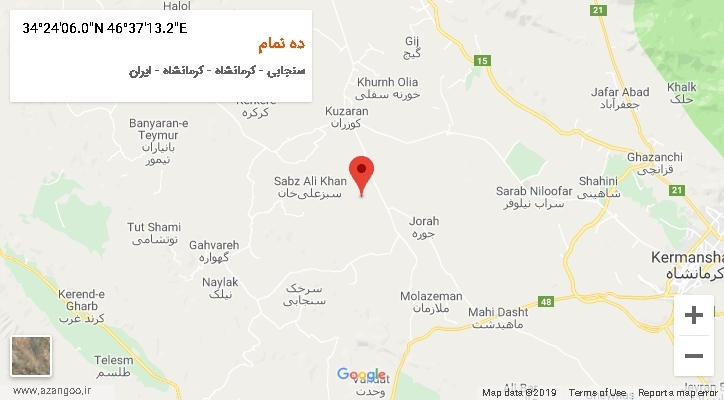 روستای ده نمام بر روی نقشه