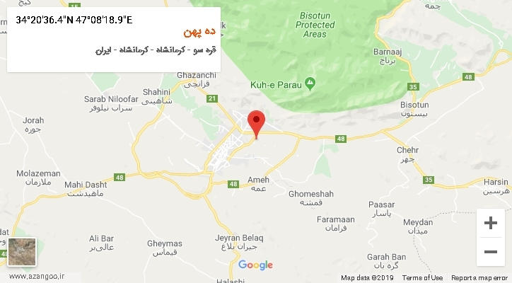 روستای ده پهن بر روی نقشه