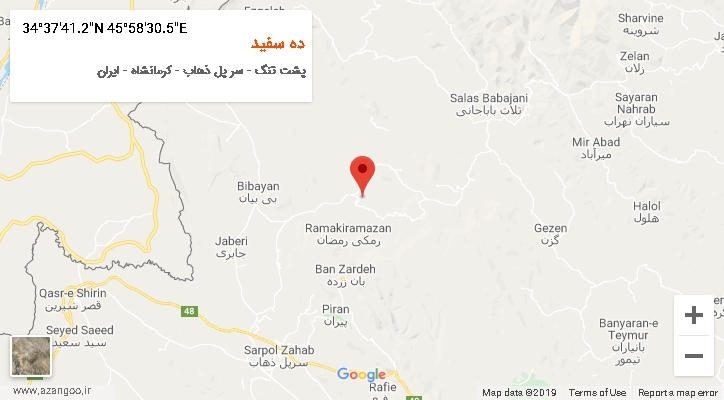 روستای ده سفید بر روی نقشه