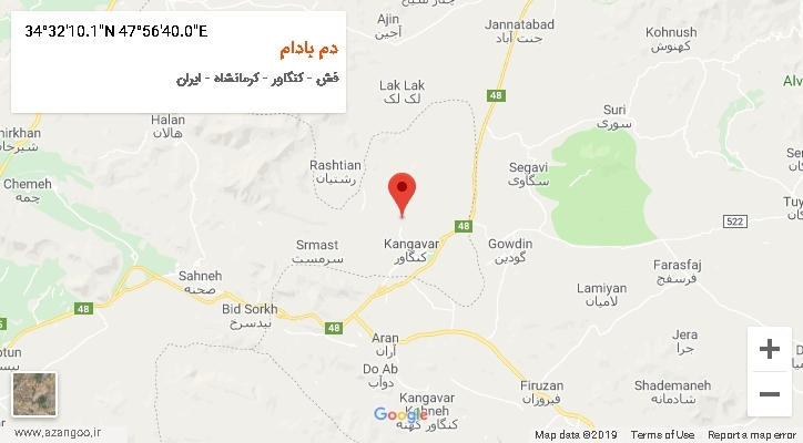 روستای دم بادام بر روی نقشه