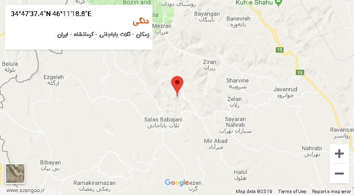 روستای دنگی بر روی نقشه