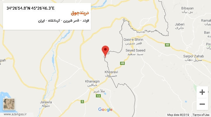 روستای دربندجوق بر روی نقشه