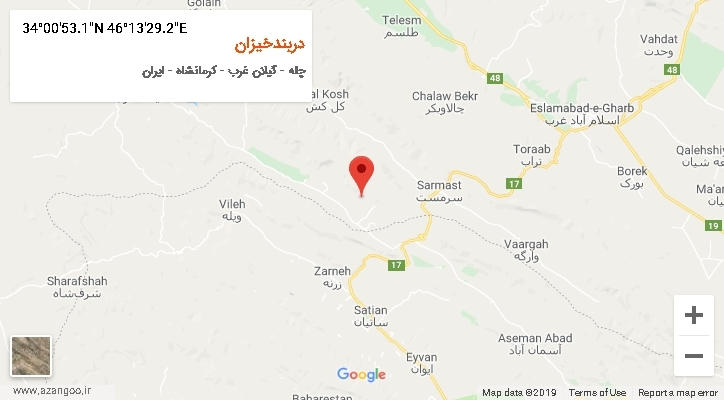 روستای دربندخیزان بر روی نقشه