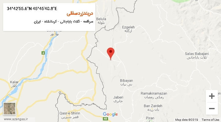 روستای دربندزردسفلی بر روی نقشه