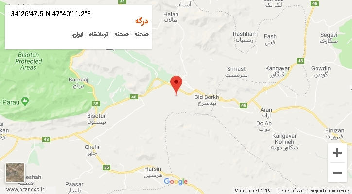 روستای درگه بر روی نقشه