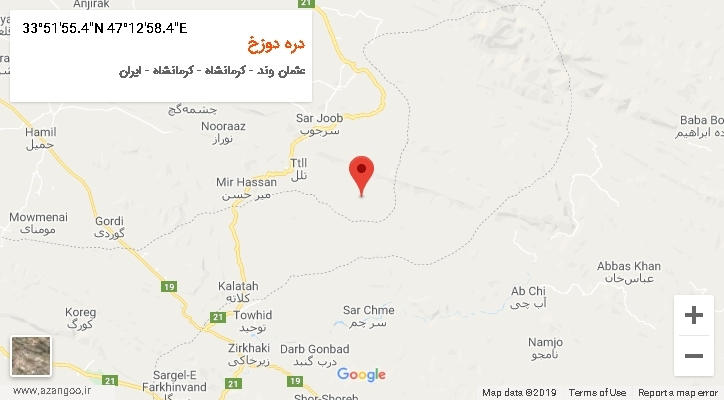 روستای دره دوزخ بر روی نقشه