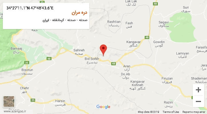 روستای دره مران بر روی نقشه