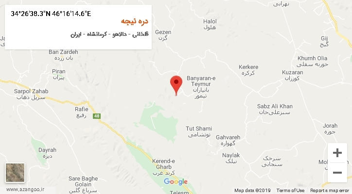 روستای دره نیجه بر روی نقشه