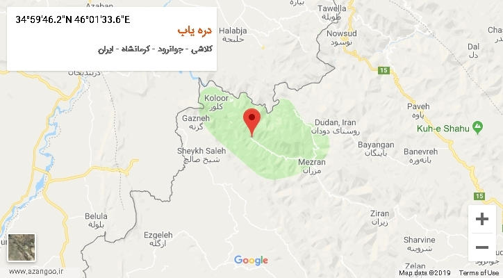 روستای دره یاب بر روی نقشه