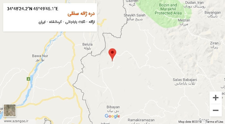روستای دره ژاله سفلی بر روی نقشه