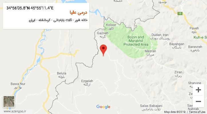 روستای درمی علیا بر روی نقشه