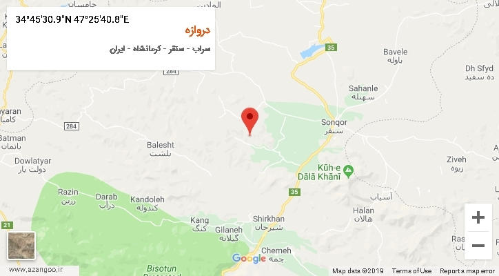 روستای دروازه بر روی نقشه