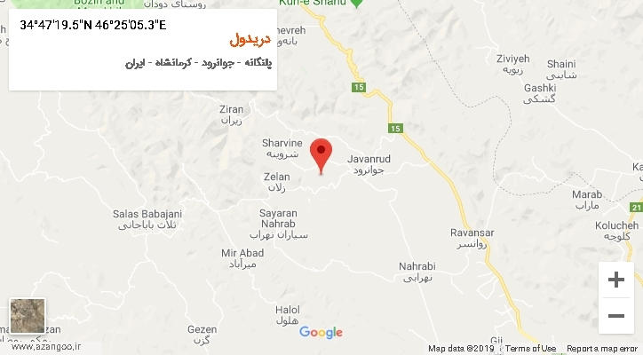روستای دریدول بر روی نقشه