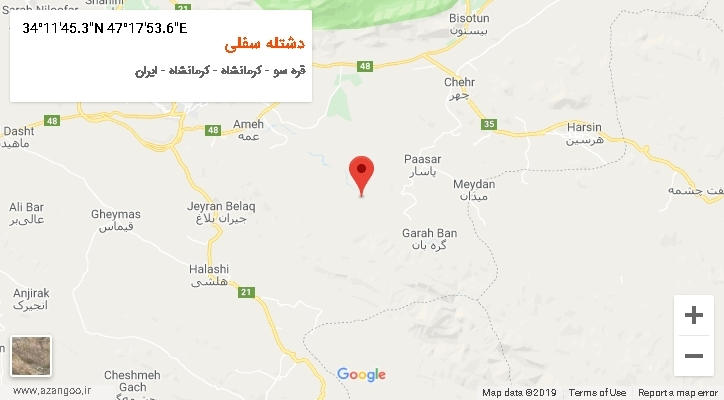 روستای دشتله سفلی بر روی نقشه