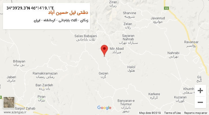 روستای دشتی لیل حسین آباد بر روی نقشه