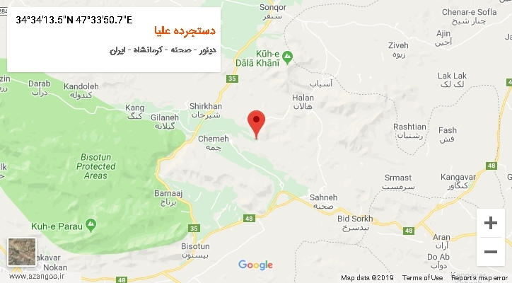 روستای دستجرده علیا بر روی نقشه