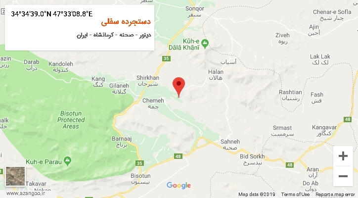 روستای دستجرده سفلی بر روی نقشه