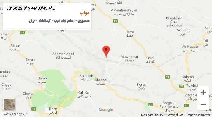 روستای دواب بر روی نقشه