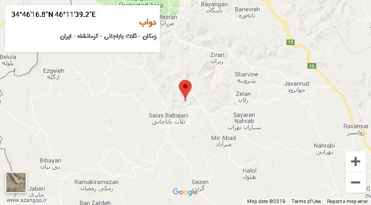 روستای دواب بر روی نقشه