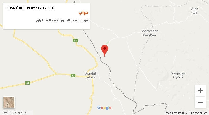 روستای دواب بر روی نقشه