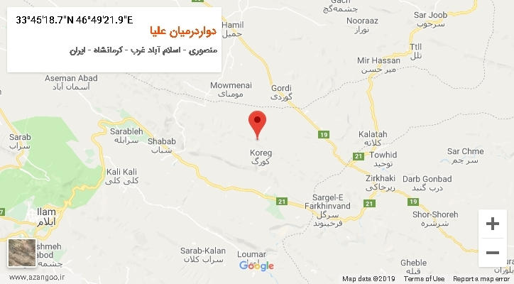 روستای دواردرمیان علیا بر روی نقشه