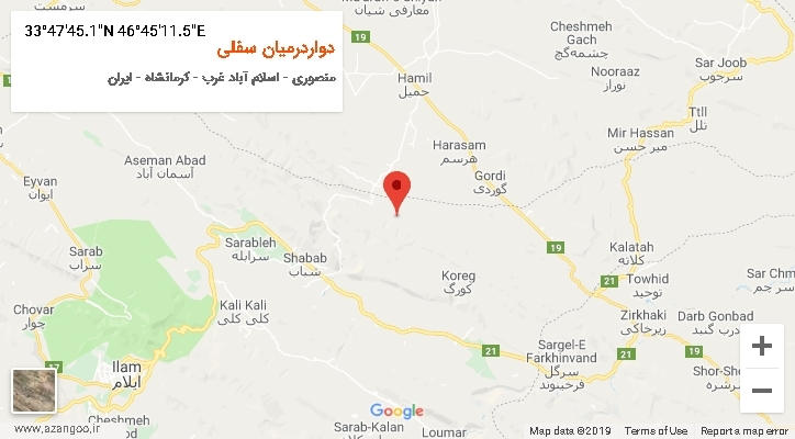 روستای دواردرمیان سفلی بر روی نقشه