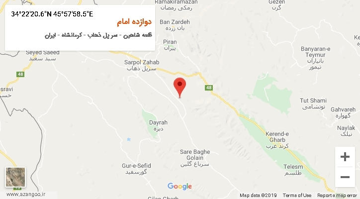 روستای دوازده امام بر روی نقشه