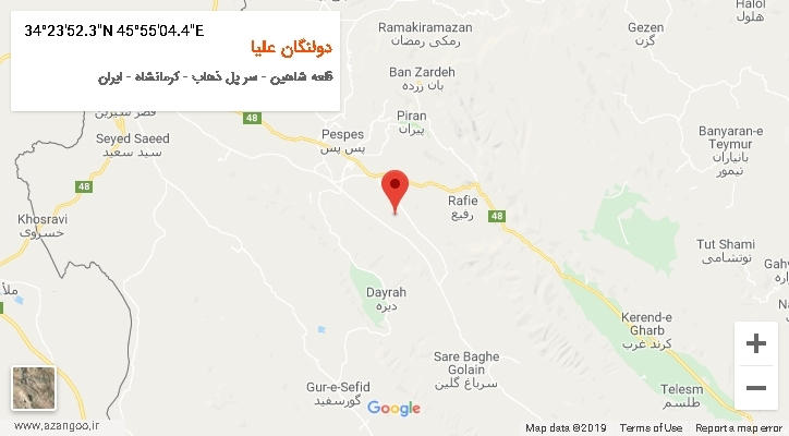 روستای دولنگان علیا بر روی نقشه