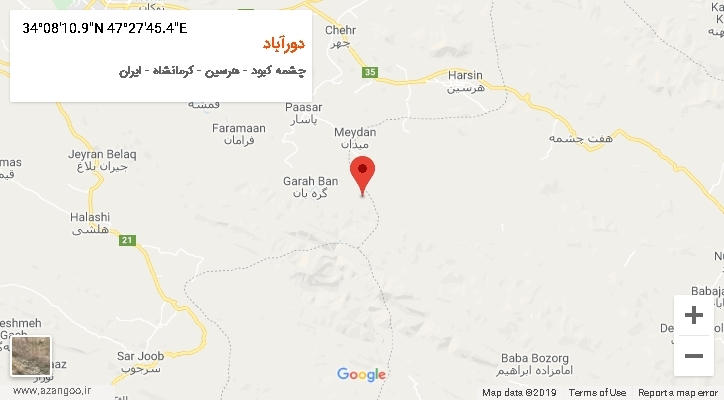 روستای دورآباد بر روی نقشه