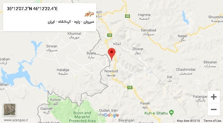 روستای دزاور بر روی نقشه