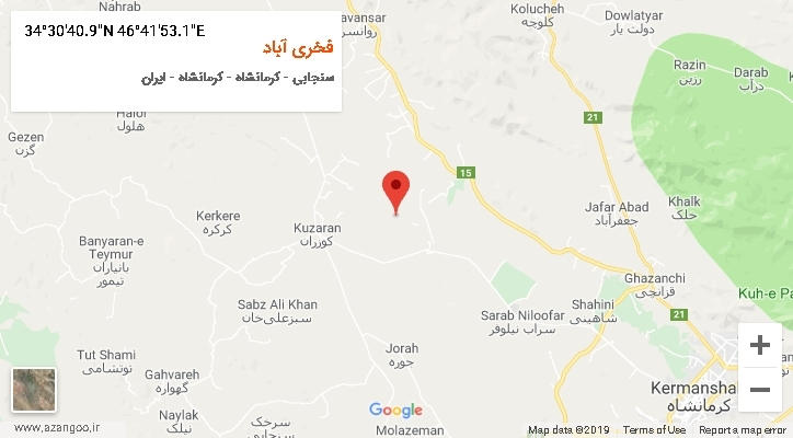 روستای فخری آباد بر روی نقشه
