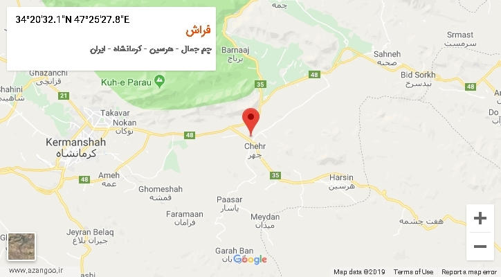 روستای فراش بر روی نقشه
